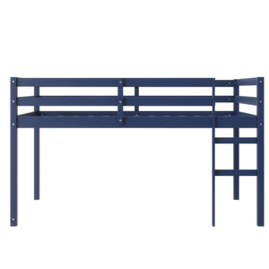 English Elm Solid Twin Loft Bed with Ladder and Reinforced Slats for Storage-Friendly, Space-Saving Bedrooms Blue W504P190958