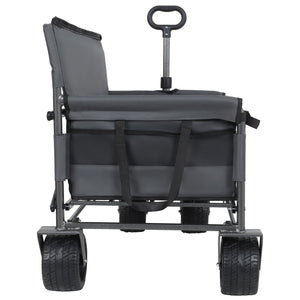 English Elm 3-in-1 Convertible Folding Utility Wagon with Bench Seat Carbon Steel Heavy Duty Gray W2932P312717