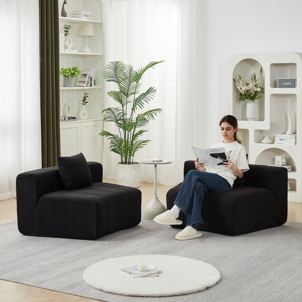 English Elm Chenille Corduroy Modular Curved Sectional Sofa Soft Cloud Form Living Room Seating W834P389121