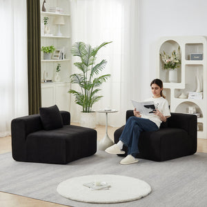 English Elm Chenille Corduroy Modular Curved Sectional Sofa Soft Cloud Form Living Room Seating W834P389121