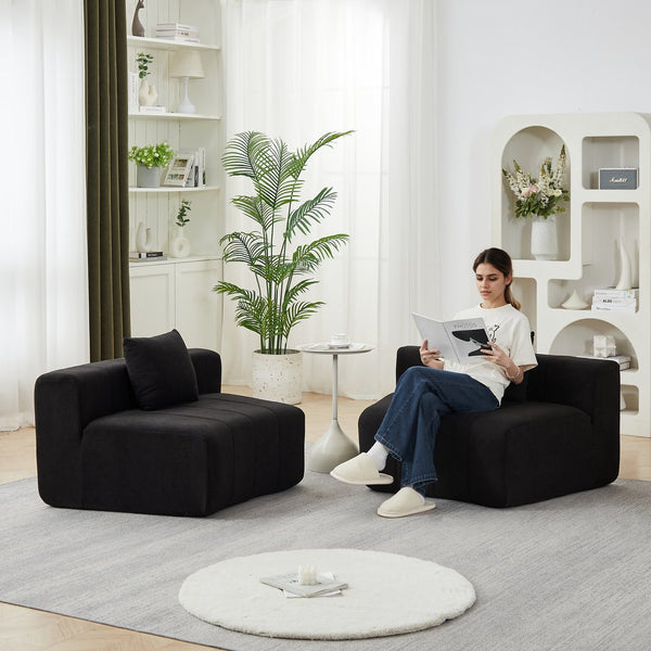 English Elm Chenille Corduroy Modular Curved Sectional Sofa Soft Cloud Form Living Room Seating W834P389121