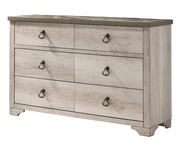 English Elm 1pc Coastal Cottage 5-Drawer Chest with Weathered Brown Top, Ring Pull Hardware, Romantic Antique Appeal Distressed Brown,Driftwood 61.02 L x 18.74 W x 36.81 H B2741P353779