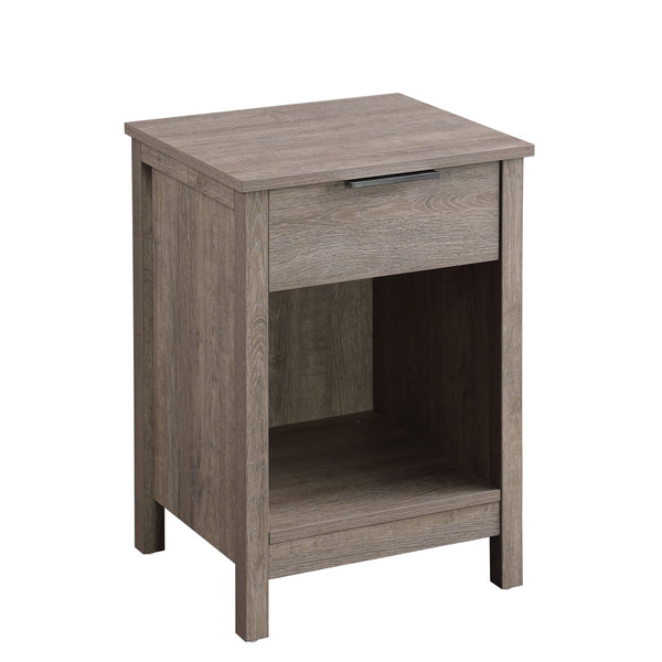 English Elm Nightstand with Drawer | 3-Tier Modern Bedside Table with Hidden Drawer, Open Shelves, Sturdy Build Gray 25.9 L x 17.1 W x 5.1 H W3151P345753