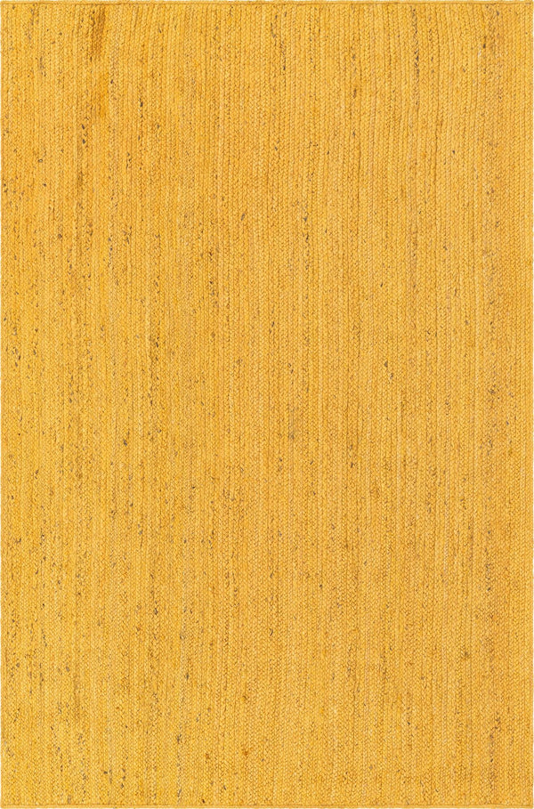 Unique Loom Braided Jute Dhaka Hand Braided Solid Rug Yellow,  6' 1" x 9' 0"