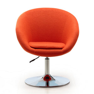 English Elm Hopper Upholstered Swivel Lounge Chair with Chrome Base, Adjustable Height, Modern Bowl Seat Comfort Orange B365P397949