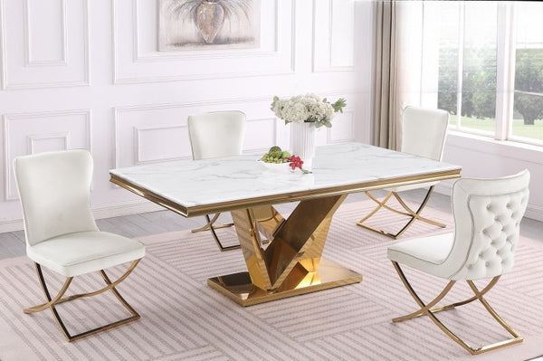 English Elm Modern Tufted Velvet Dining Chairs Glam Button Back Chrome Legs Set of Two B011P446645