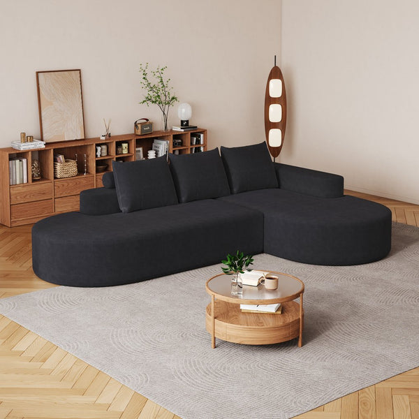 English Elm Modern Curved Sectional Sofa Set - Chenille Upholstered L-Shaped Couch For Stylish Living Room Comfort W834S00450
