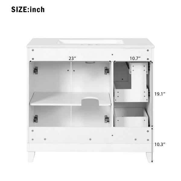 English Elm 36" Modern Bathroom Vanity with Ceramic Sink, Soft-Close Doors, Double-Layer Drawer & Storage Elegance White N729P289163K