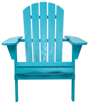 English Elm Embossed Hemlock Adirondack Folding Chair Solid Wood Grain Patio Seat for Outdoor Decks Turquoise Blue W1390P462258