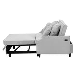 English Elm 54.7" Multiple Adjustable Positions Sofa Bed Stylish Sofa Bed With A Button Tufted Backrest, Two Usb Ports and Four Floral Lumbar Pillows For Living Room, Bedroom,Or Small Space, Light Grey