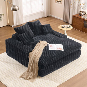 English Elm 028dr-oversized Corduroy Chaise Lounge Sleeper Chair Xxl Seat for Studio Living Gray W527S00009