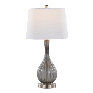 English Elm Jenny Crackle Glass Table Lamp Set with Gold Hardware and Linen Shade for Bedrooms B202P224038