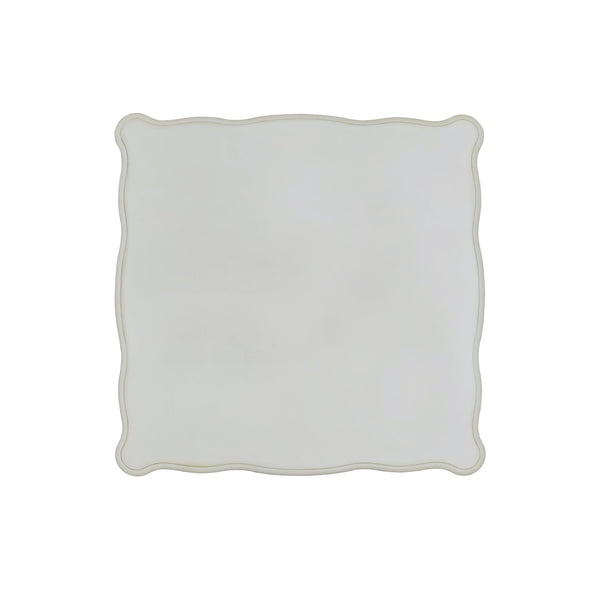 English Elm Vendome Antique Pearl Finish Square Coffee Table with Scrolled Legs and Bottom Shelf, Transitional Design Off White 51 L x 51 W x 10 H B2726P281470