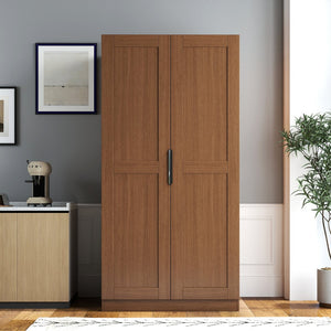 English Elm 62.99In Kitchen Pantry Cabinet - Stylish Walnut Storage Sideboard With Doors & Adjustable Shelves W331S00188