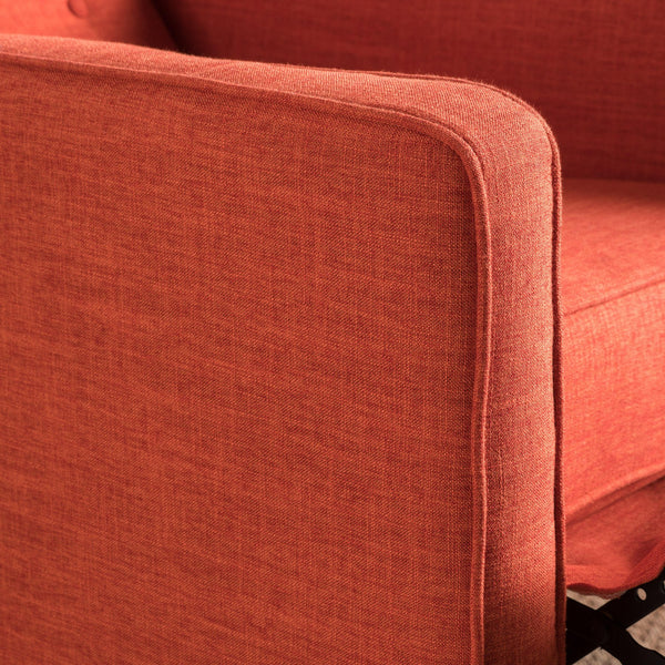 English Elm Christopher Knight Home® - Fabric Recliner Chair Mid-Century Modern Pushback Single Sofa with Tufted Cushion, Birch Legs, Cozy Comfort Orange 60741.00MORG