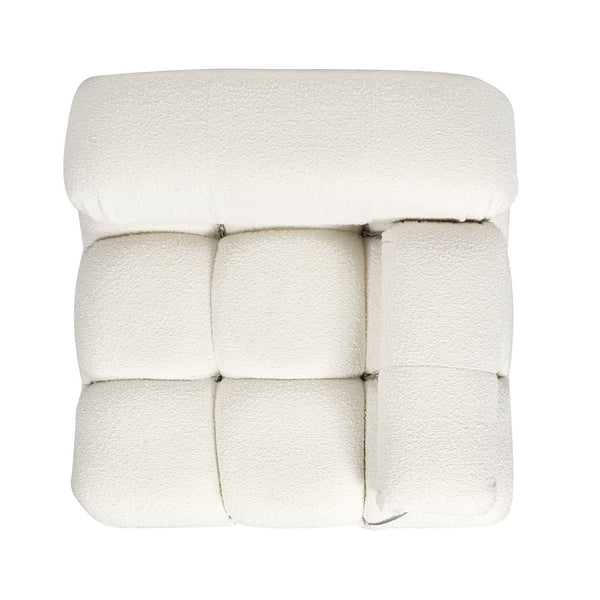 English Elm Jennifer Taylor Home - Marcel Luxurious 36" Bubble Modular Lounge Arm Chair with Bouclé Upholstery and Eucalyptus Frame White B2719P238257