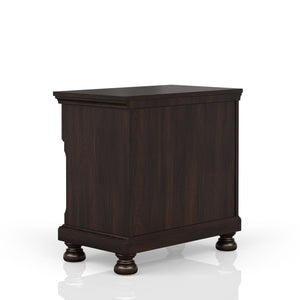 English Elm Dark Cherry Transitional Nightstand with Two Drawers, Solid Wood & MDF, Dark Cherry Finish, Top Seller B2699P208282