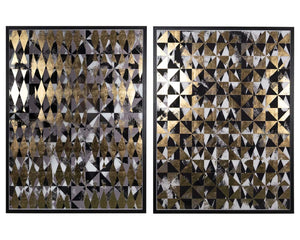 Sunpan OVERPRINT Diptych Set of 2 - 38" x 48" Modern Black Frame with Gold Leaf Accents for Luxe Decor A0320