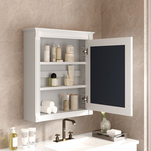 English Elm 24'' 24'' Wall Mounted Bathroom Mirror Cabinet with Adjustable Shelves, Space-Saving Modern Storage Solution White N710P195492K