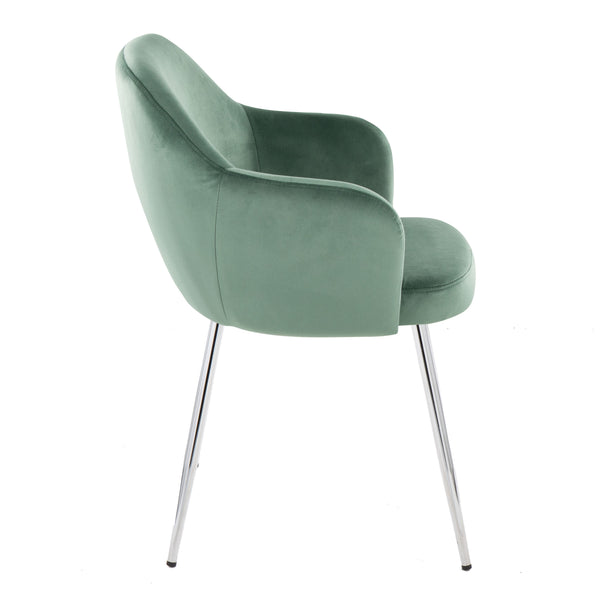 English Elm Dining Chair Set of 2 Velvet Upholstered Tapered Metal Legs Contemporary Style Green B202P471291