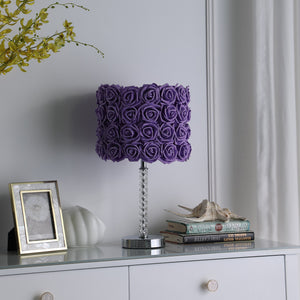 English Elm 18.25" Lavender Roses in Bloom Table Lamp - Twisted Clear Acrylic Stem, Chrome Base, Drum Shade Elegance B072116325