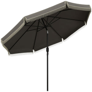 English Elm Outsunny 9Ft Ruffled Patio Umbrella With Crank & Tilt, Elegant Outdoor Market Shade For Garden & Deck W2225P200642-GIGA