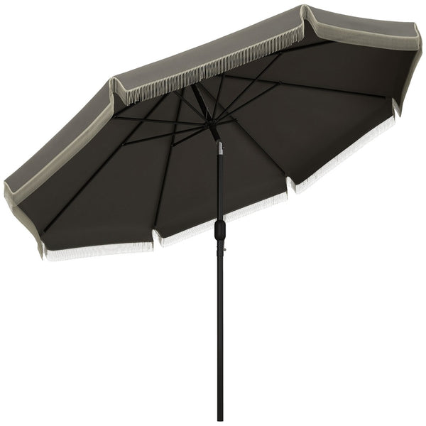English Elm Outsunny 9Ft Ruffled Patio Umbrella With Crank & Tilt, Elegant Outdoor Market Shade For Garden & Deck W2225P200642-GIGA