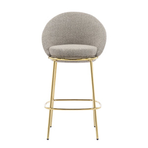 English Elm Christopher Knight Home® - Celano Upholstered Metal Barstool Set of 2 with Plush Rounded Seat, Semi‑Enclosed Backrest, Durable Frame Beige+Gold N775P268055B