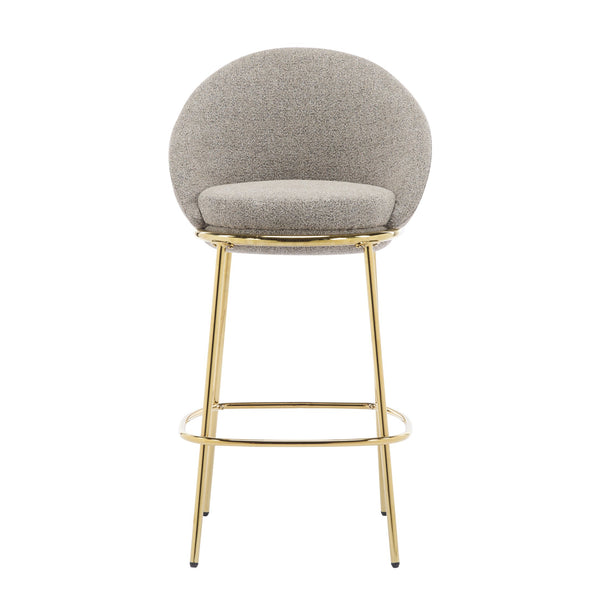 English Elm Christopher Knight Home® - Celano Upholstered Metal Barstool Set of 2 with Plush Rounded Seat, Semi‑Enclosed Backrest, Durable Frame Beige+Gold N775P268055B