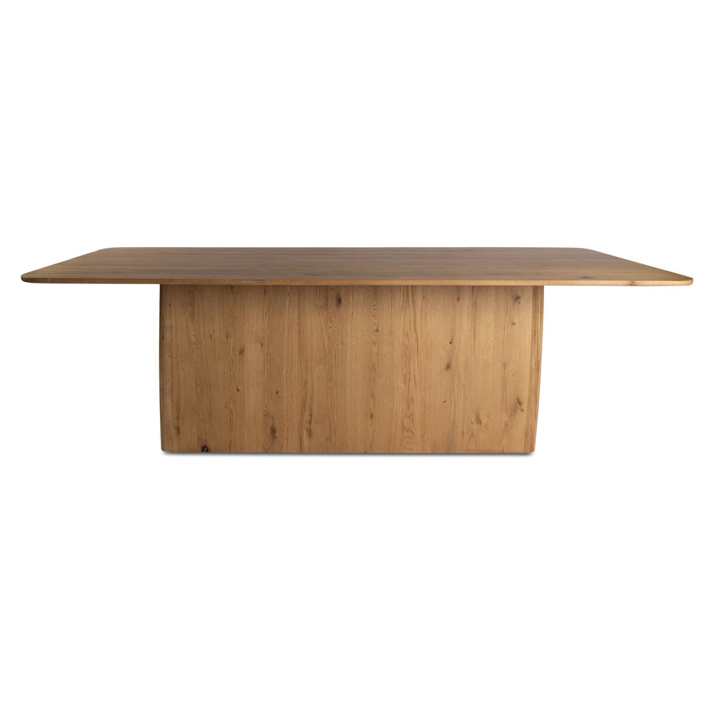 English Elm Winston Rustic Oak Veneer Dining Table Seats 8 with Plinth Base for Large Rooms B2769S00008