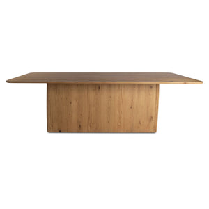 English Elm Winston Rustic Oak Veneer Dining Table Seats 8 with Plinth Base for Large Rooms B2769S00008