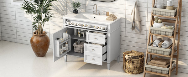 English Elm 36'' Modern Bathroom Vanity With Storage, Elegant Resin Sink, 2 Drawers & Tip-Out Drawer Design N710S136004K