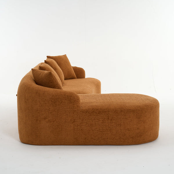 English Elm Boneless L-Shape Sectional Sofa with Curved Chaise Modern Modular Chenille Couch 30D Foam Comfort Lounge Elegance for Living Room Apartments Orange W2231S00009