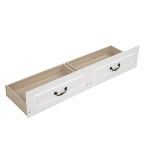 English Elm Queen Farmhouse Pinewood Storage Bed with Led Lighting Usb Charging and Panel Headboard White W504P391013