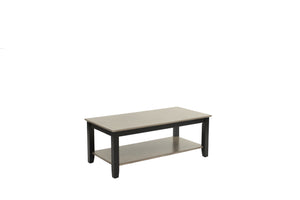 English Elm Gray Modern Two-Tone 47" Coffee Table with Walnut Veneer Top, Solid Rubberwood Legs & Shelf Storage B011P396179