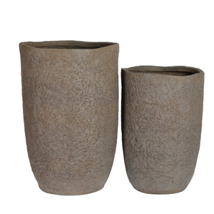 English Elm Round Concrete Sculptural Planter Duo Handcrafted Porous Finish Patio Garden Home W347P465319