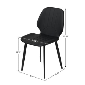 English Elm Modern Faux Leather Dining Chair Set Padded Seat Matte Black Legs Kitchen Seating W1535P460311