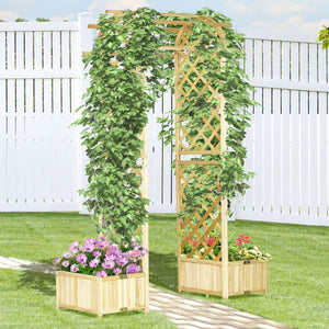 English Elm Outsunny Wooden Garden Arbor with Bench and Trellis for Climbing Vines, 2-Person Outdoor Seating Natural Wood W2225P217551