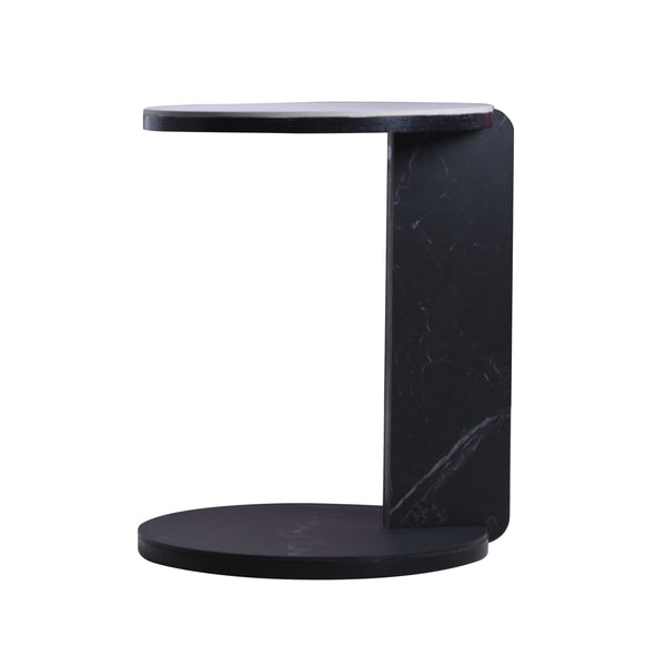 English Elm Set of 2 Round Sintered Stone Nesting Tables Sleek Modern Accent for Living Rooms W2899P405896