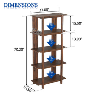 English Elm Christopher Knight Home® - 4-Tier Acacia Wood Bookcase with Anti-Tip Kit, Heavy-Duty Open Shelves Holds 120 lbs Each, Sleek Storage Solution Walnut N758P294084W