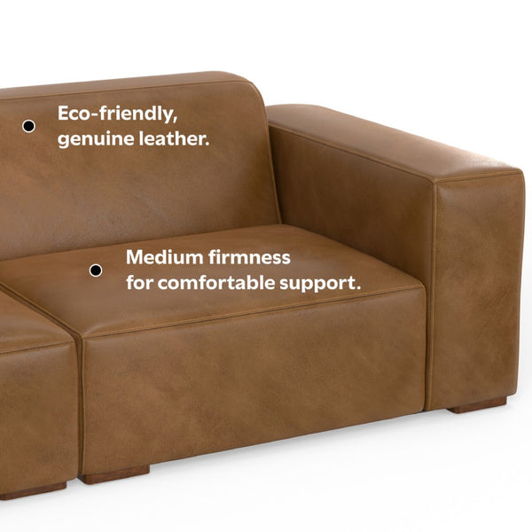 English Elm Rex 2-Seater Sectional Sofa With Left Chaise In Caramel Brown Leather – Comfort Meets Style! B136P199226-GIGA