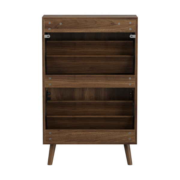 English Elm Medieval-style Entryway Shoe Cabinet Walnut Tilt-out Storage Grooved Upright Unit W1706P465289