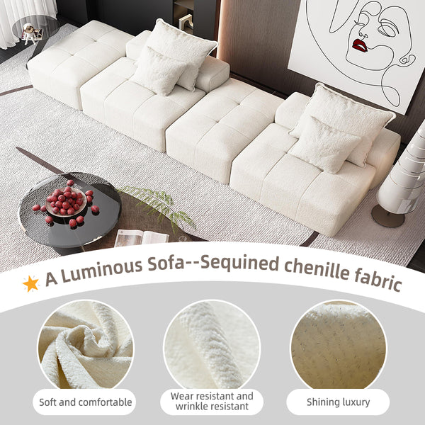 English Elm Modern Oversized Modular Sectional Sofa With Ottomans & Pillows - No Assembly, Soft Chenille Comfort W1885S00061