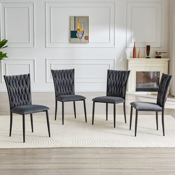 English Elm Elegant Tufted Velvet Dining Chair High Back Foam Seat Tapered Metal Legs Glam W1512P491435