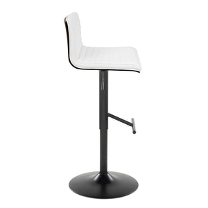 English Elm Mason Contemporary Barstools Set Of 2 – Adjustable Height, Swivel, Black Metal, Walnut & White Faux Leather B202S00975