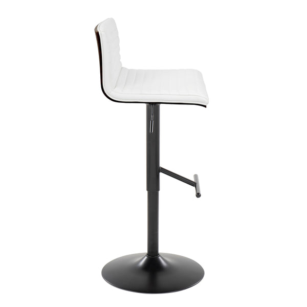 English Elm Mason Contemporary Barstools Set Of 2 – Adjustable Height, Swivel, Black Metal, Walnut & White Faux Leather B202S00975