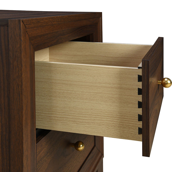 English Elm Anza Walnut Two-Drawer Nightstand with Laminate Finish, Spacious Top & Smooth Storage for Bedroom Elegance B062P375556