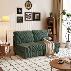 English Elm Double-seater Corduroy Sofa with Coil Spring Support for Casual Living Rooms W1793P248670
