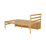 English Elm Full Size Wood Platform Bed With Removable Storage Shelves, Built-In Two Storage Drawers For Added Convenience, Natural