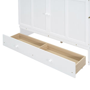 English Elm Full Size Wall Murphy Bed Cabinet with Storage Drawer and Built-in Usb Charging White N708P205903K